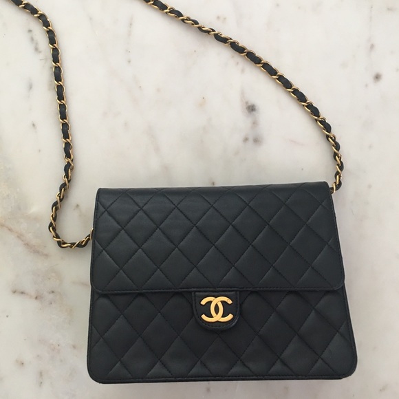 CHANEL Handbags - Authentic Chanel Black Quilted Lambskin Bag VTG